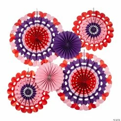 12" - 24" Valentine’s Day Cutout Hanging Paper Fans - 6 Pc.