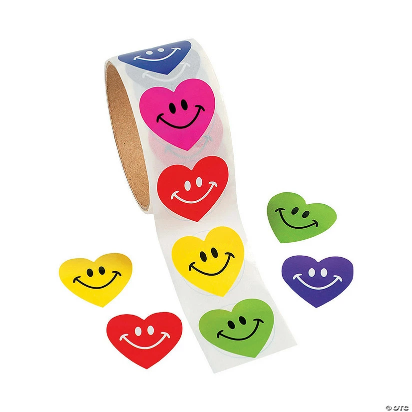 Smile Face Heart Sticker Roll - 100 Pc. - Image 2