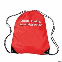 Personalized Large Red Drawstring Bags - 12 Pc.