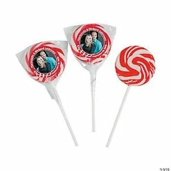 Red Custom Photo Swirl Lollipops - 24 Pc.
