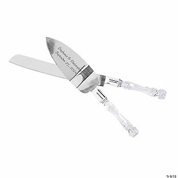 Personalized Acrylic & Stainless Steel Wedding Cake Knife & Cake Server Set - 2 Pc.