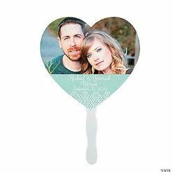 Custom Photo Heart-Shaped Hand Fans - 12 Pc.