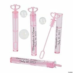 Personalized Light Pink Heart Bubble Tubes - 24 Pc.