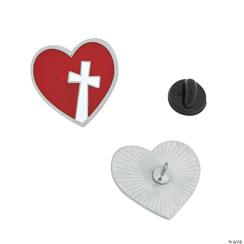 Heart & Cross Enamel Pins - 36 Pc. - Image 2