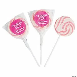 Personalized Thank You Swirl Lollipops - Pink