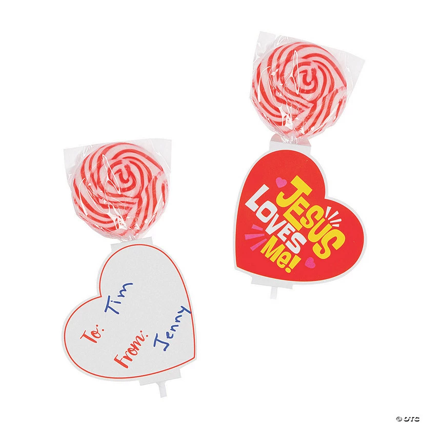 Jesus Loves Me Lollipops with Valentine's Day Card for 24 - Image 2