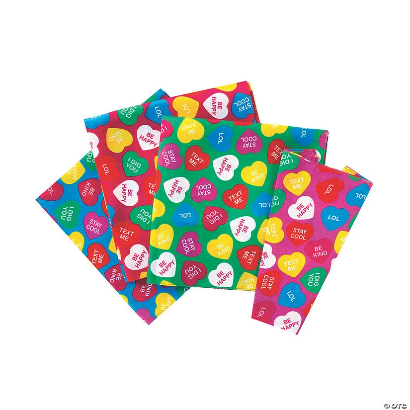 Conversation Hearts Print Bandanas - 12 Pc. - Image 2