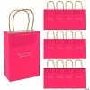 6 1/2" x 9" Hot Pink Medium Personalized Kraft Paper Gift Bags with Gold Foil - 12 Pc.