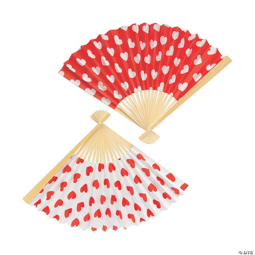 Valentine Folding Hand Fans - 12 Pc. - Image 2