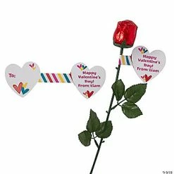 Personalized Red Foil-Wrapped Chocolate Rose Handouts - 12 Pc.
