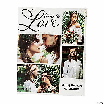 Personalized Rustic Wedding Photo Collage Table Sign