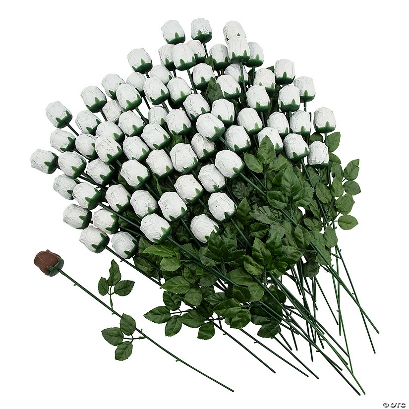 Bulk White Foil-Wrapped Chocolate Roses - 72 Pc. - Image 2