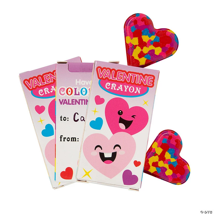 Confetti Heart Crayon Valentine Exchanges with Box for 12 - Image 2