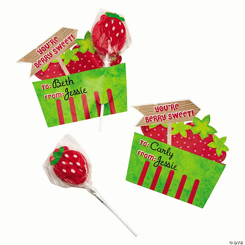 Berry Sweet Lollipop Valentine Exchanges with Card for 24 - Image 2