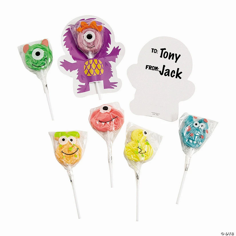 Monster Lollipop Valentine Exchanges with Card for 24 - Image 2