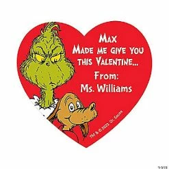 Personalized Dr. Seuss™ The Grinch Valentine’s Day Favor Stickers - 80 Pc.
