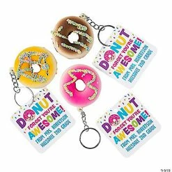 Personalized Donut Slow-Rising Squishy Keychain Valentine Exchanges with Card for 24