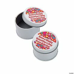 2" Personalized Colorful Hearts Valentine’s Day Tins - 24 Pc.
