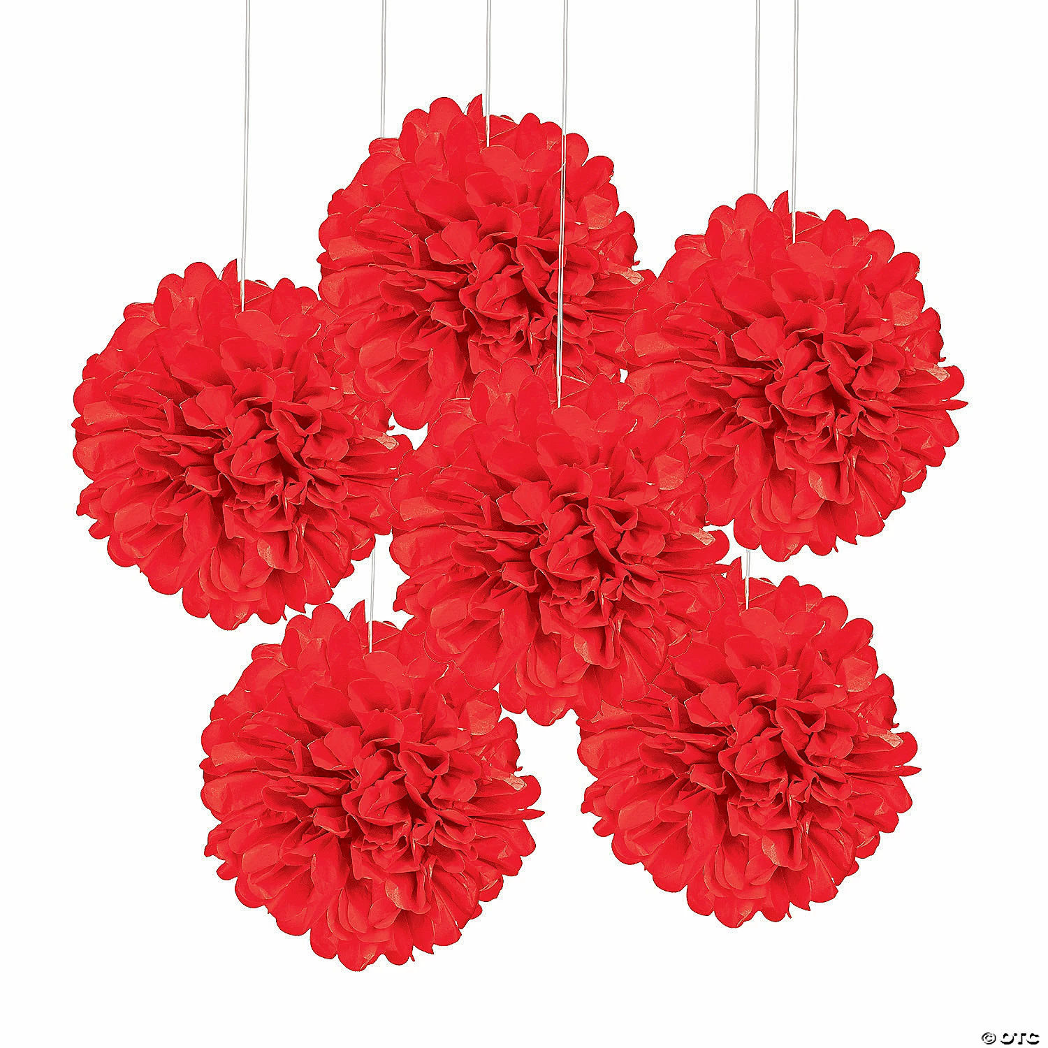 Hanging Tissue Paper Pom-Pom Decorations - 6 Pc.