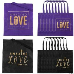 15" x 17" Large Amazing Love Nonwoven Tote Bags - 12 Pc.