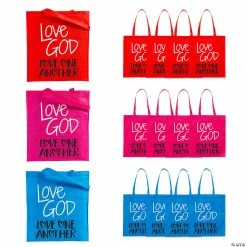 15" x 17" Large Nonwoven God’s Love Bright Tote Bags - 12 Pc.