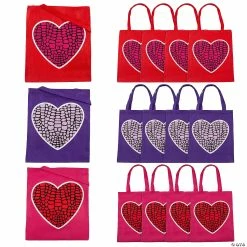 15" x 17" Large Valentine Snake Print Nonwoven Tote Bags - 12 Pc.
