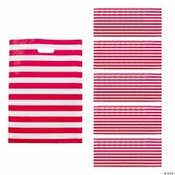 17" x 12" Red & White Striped Plastic Treat Bags - 50 Pc.