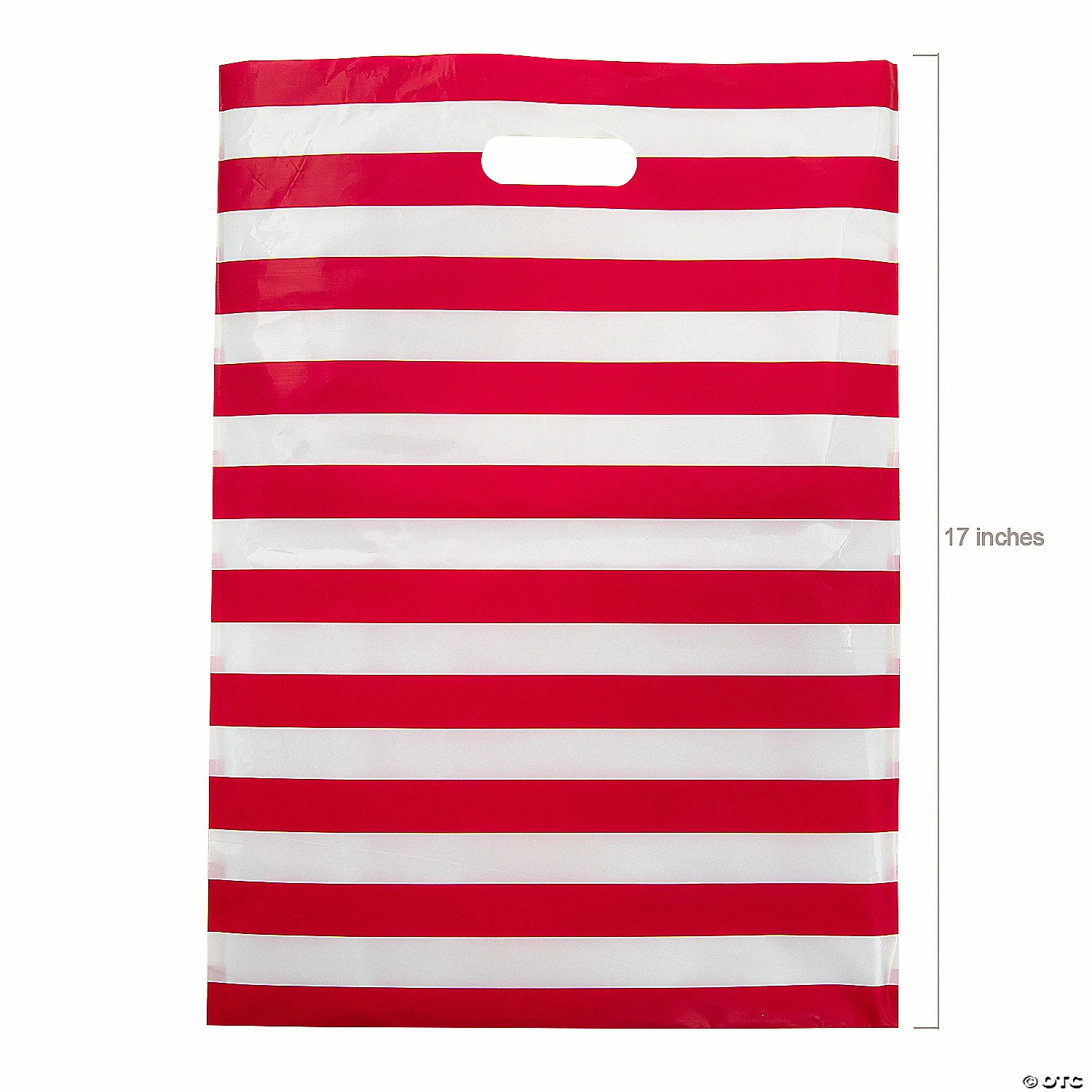 17" x 12" Red & White Striped Plastic Treat Bags - 50 Pc. - Image 2