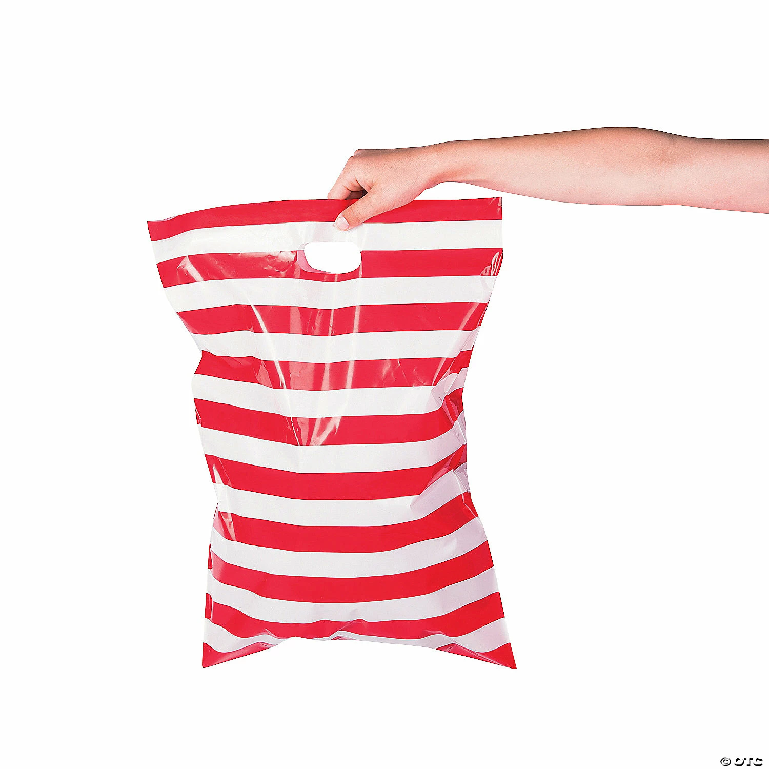 17" x 12" Red & White Striped Plastic Treat Bags - 50 Pc. - Image 4