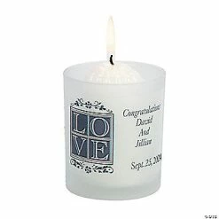 Personalized Love Frosted Wedding Votive Candle Holders - 12 Pc.