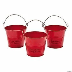 Personalized Mini Red Favor Pails - 12 Pc.