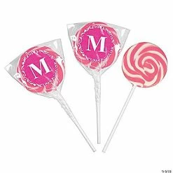 Personalized Hot Pink Monogram Swirl Lollipops - 24 Pc.