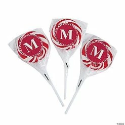 Personalized Red Monogram Swirl Lollipops - 24 Pc.
