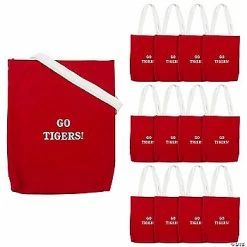 10" x 12" Personalized Medium Red Canvas Tote Bags - 12 Pc.