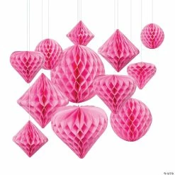 Hanging Paper Honeycomb Decoration Assortment - 12 Pc.