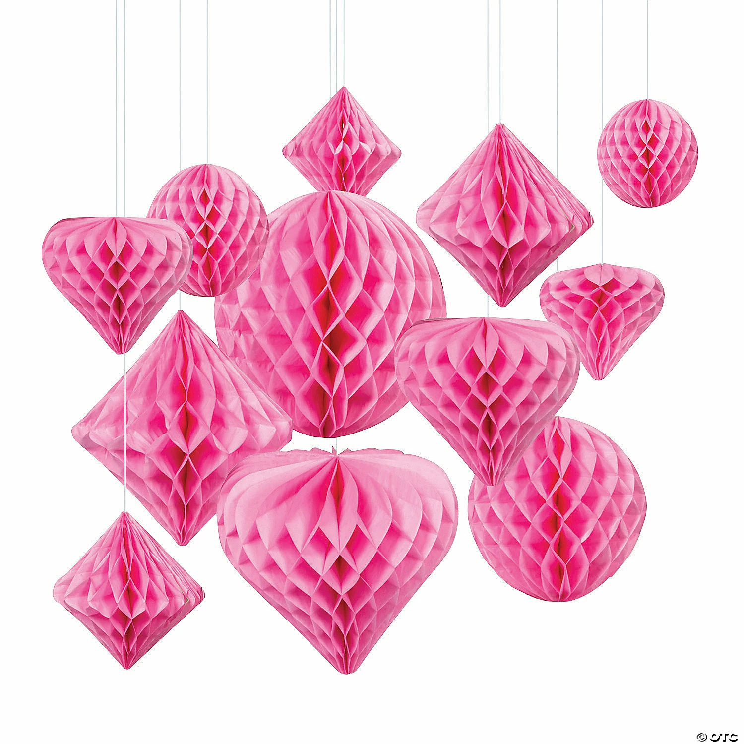 Hanging Paper Honeycomb Decoration Assortment - 12 Pc.