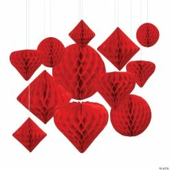 Hanging Paper Honeycomb Decoration Assortment - 12 Pc.