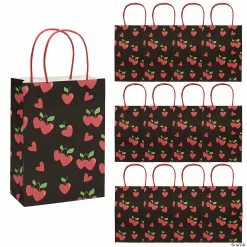 6-1/2" x 9" Medium Heart-Shaped Cherry Kraft Paper Bags - 12 Pc.