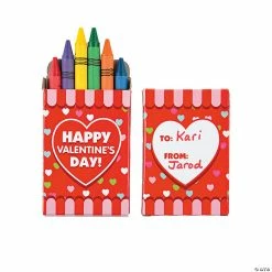 6-Color Crayons with Valentine's Day Card Box for 24