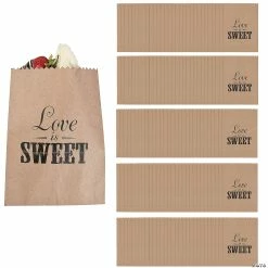 6" x 8" Bulk Love is Sweet Paper Treat Bags - 50 Pc.