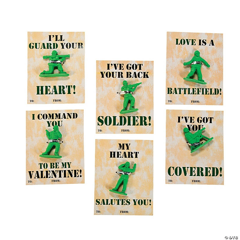 Army Guy Erasers with Valentine's Day Card for 24