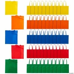 Bulk 15" x 17" Large Colored Nonwoven Tote Bag Assortment - 50 Pc.