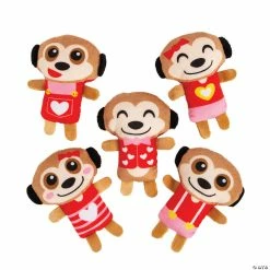 Bulk Mini Valentine's Day Stuffed Meerkats with Overalls - 50 Pc.
