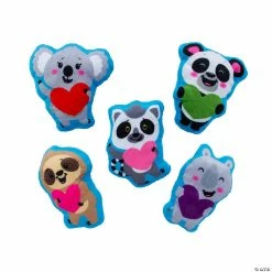 Bulk Trendy Valentine Stuffed Flat Animals - 50 Pc.