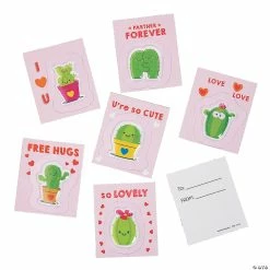 Cactus Puffy Stickers with Valentine's Day Card for 36