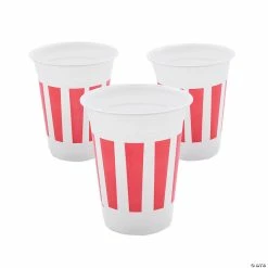 Carnival Red & White Stripe Plastic Cups - 50 Pc.