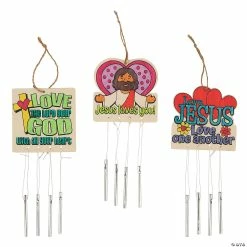 Color Your Own Jesus Loves You Wind Chimes - 12 Pc.