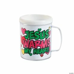 Color Your Own Jesus Warms the Heart Plastic Mugs - 12 Pc.