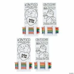 Color Your Own John 3:16 Card with Crayons Valentine Exchanges for 24