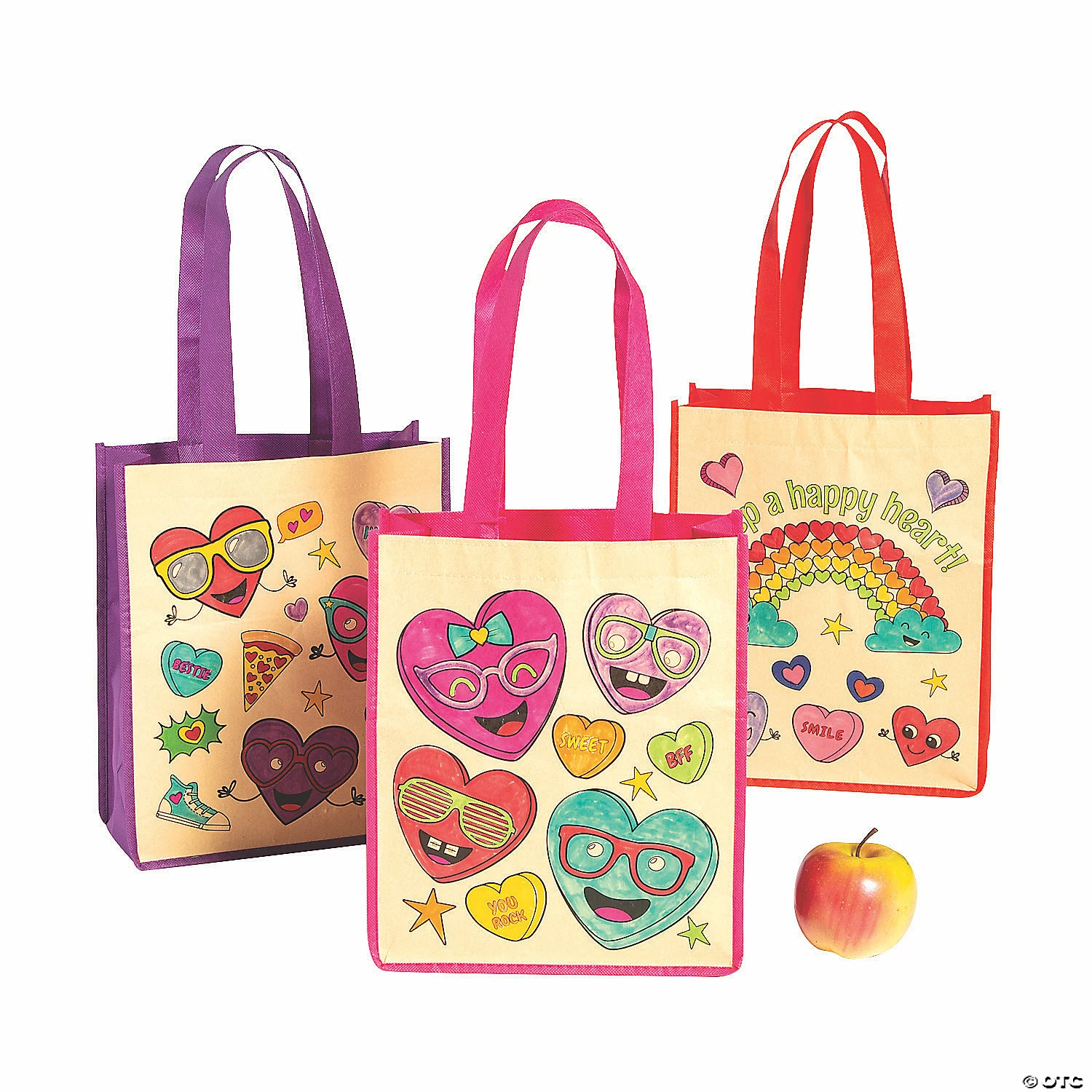 Color Your Own Medium Valentine Tote Bags - 12 Pc. - Image 2